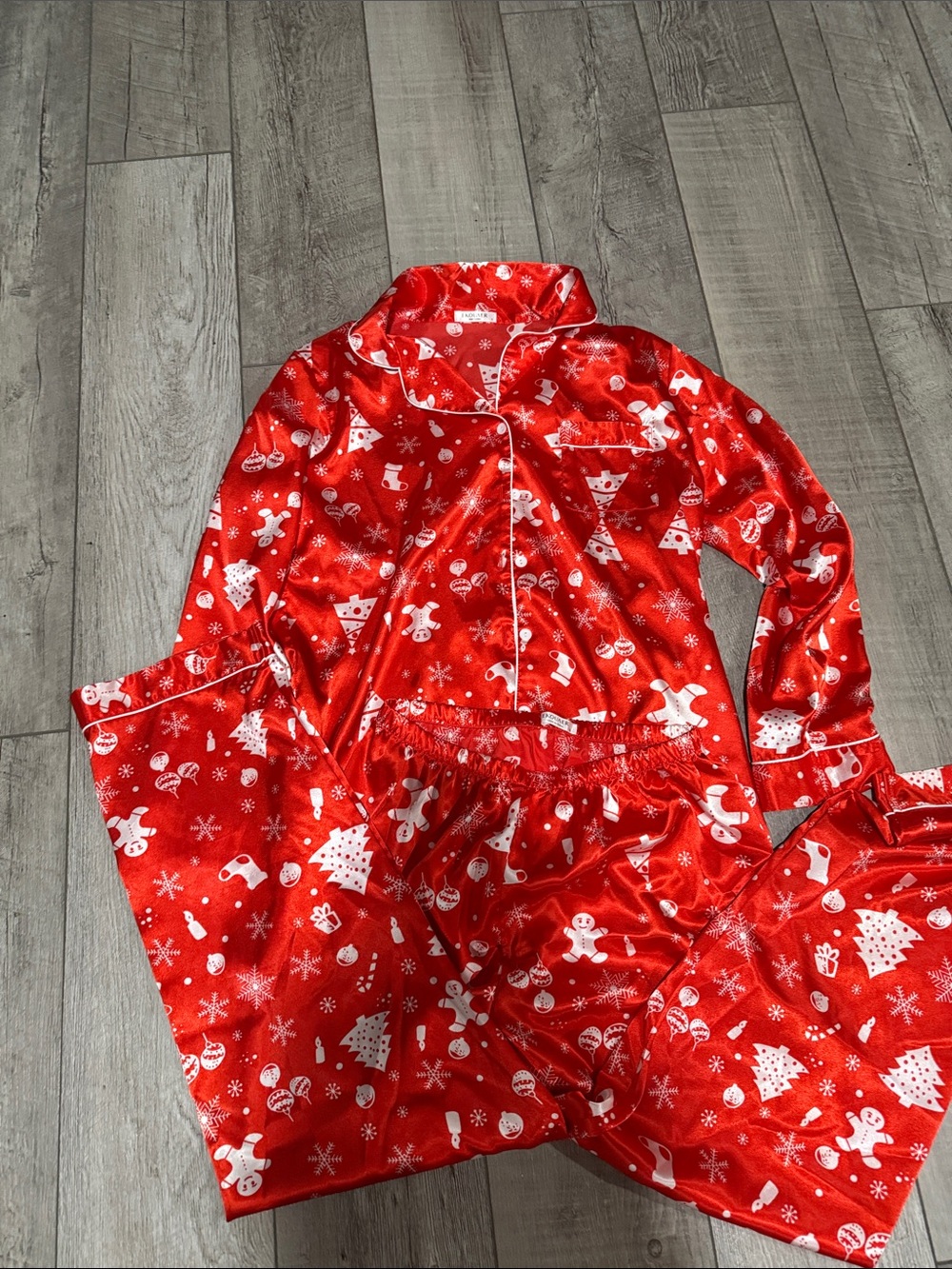 Satin Christmas Pajama Set Small